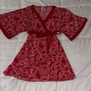 Y2K Red shirt with bow on the side